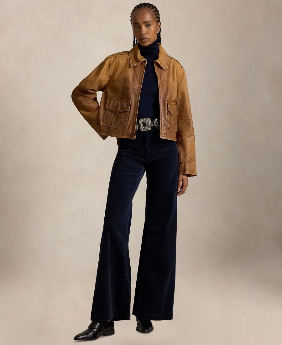 Женские брюки-клеш из вельвета Beaton Corduroy Flared Pants Polo Ralph Lauren, Navy — фото 2