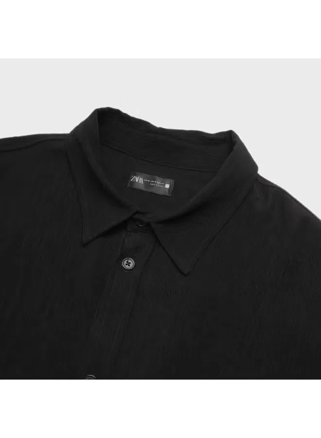 Рубашка классическая с длинным рукавом Zara, черный — фото 4