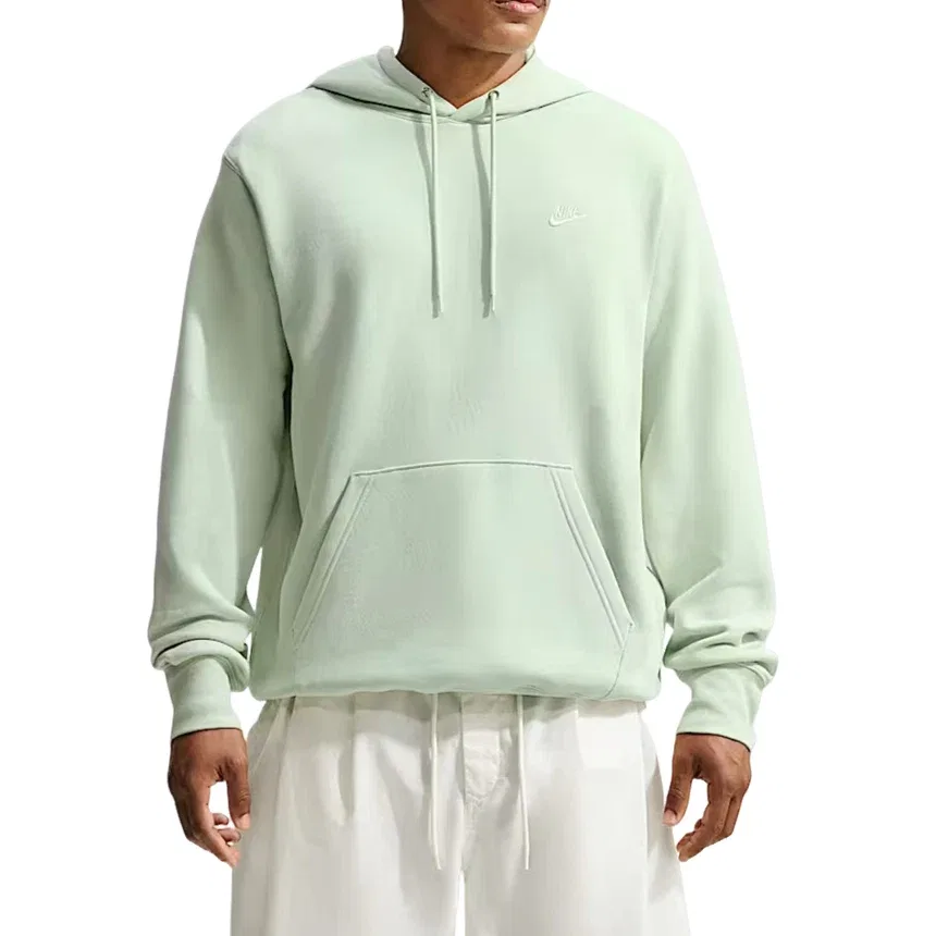 Мужское худи с длинным рукавом Nike Club Fleece Jade Aura White, зеленый — фото 2