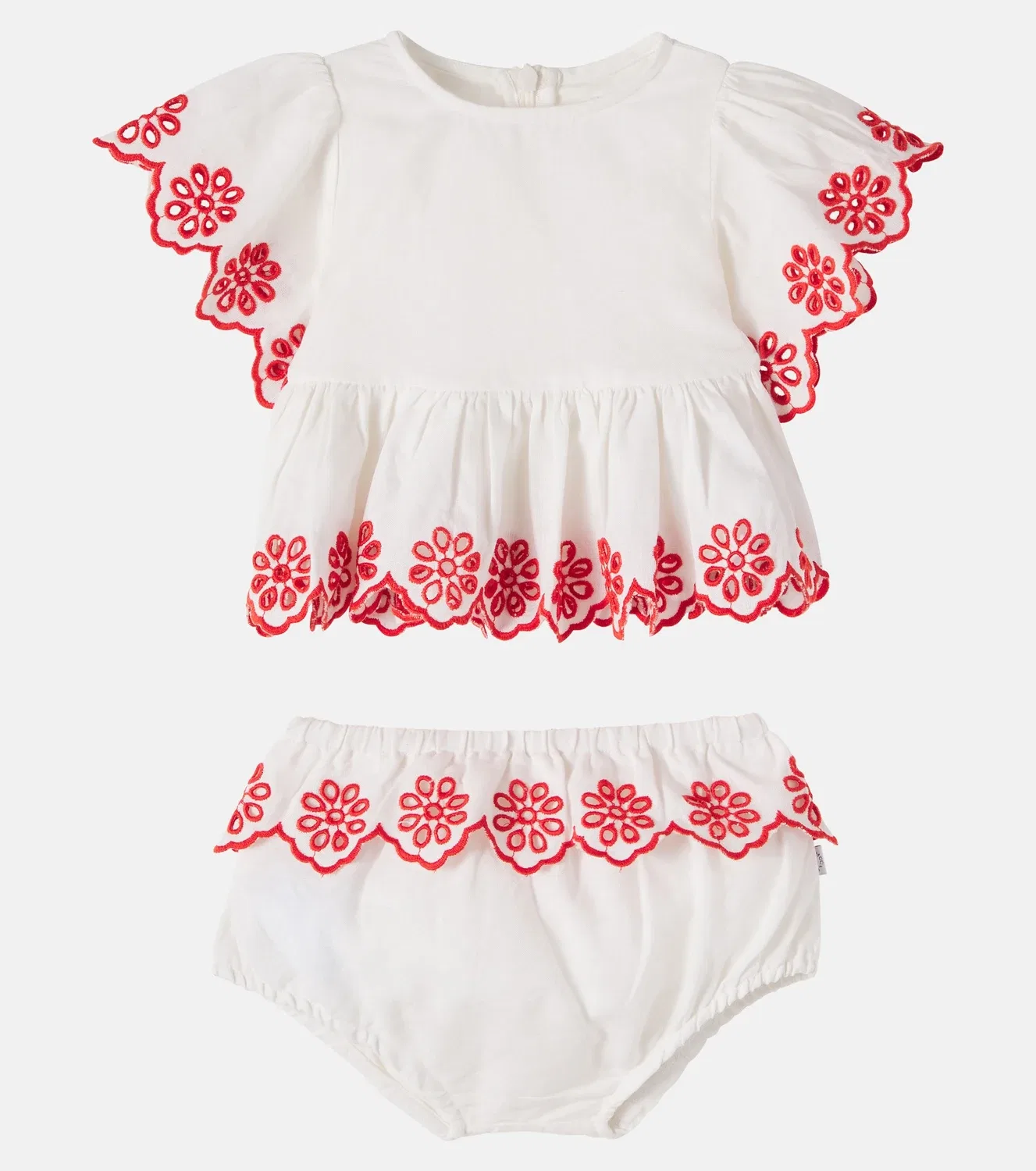 Комплект из вышитого топа и шорт для малышей Stella Mccartney Kids, белый — фото 4