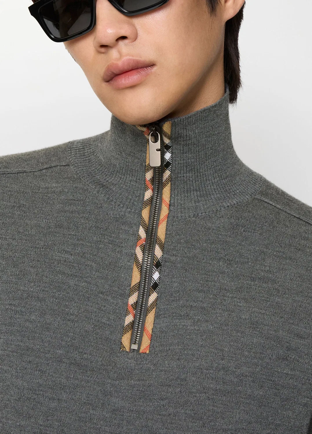 Джемпер Burberry Wool Half-Zip, серый — фото 3