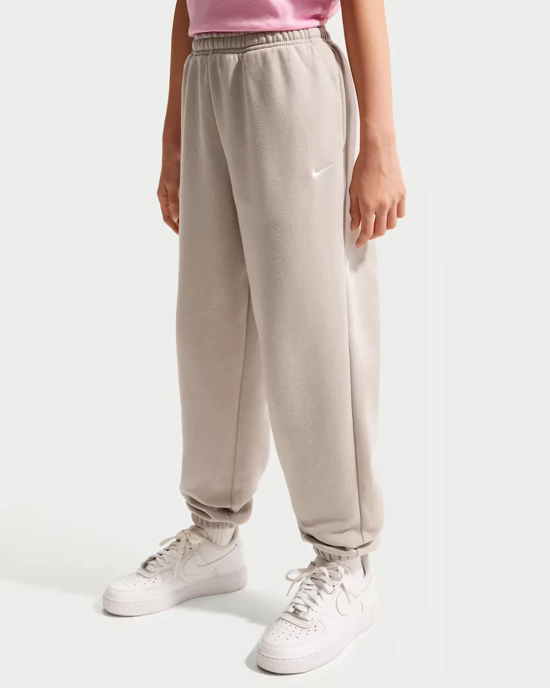 Свободные брюки для девочек Nike Sportswear Studio Fleece, Moon Particle/White — фото 2