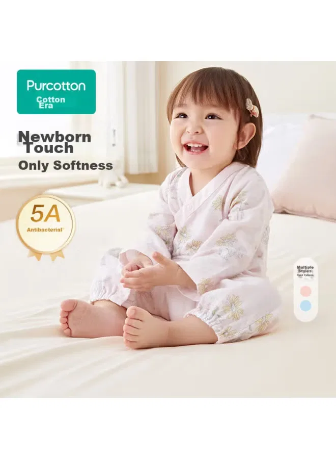 Боди-комбинезон для новорожденных из хлопковой марли с историей сада Purcotton, розовый