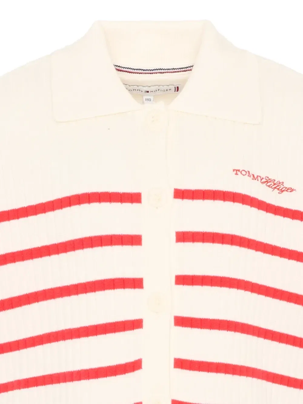 Вязаный джемпер в рубчик в полоску Tommy Hilfiger Junior, бежевый — фото 3