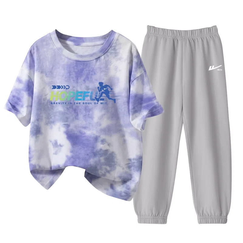 Детский спортивный комплект с принтом, Huili Small K, WARRIOR, Purple/H Gradient Running-Gray/H White