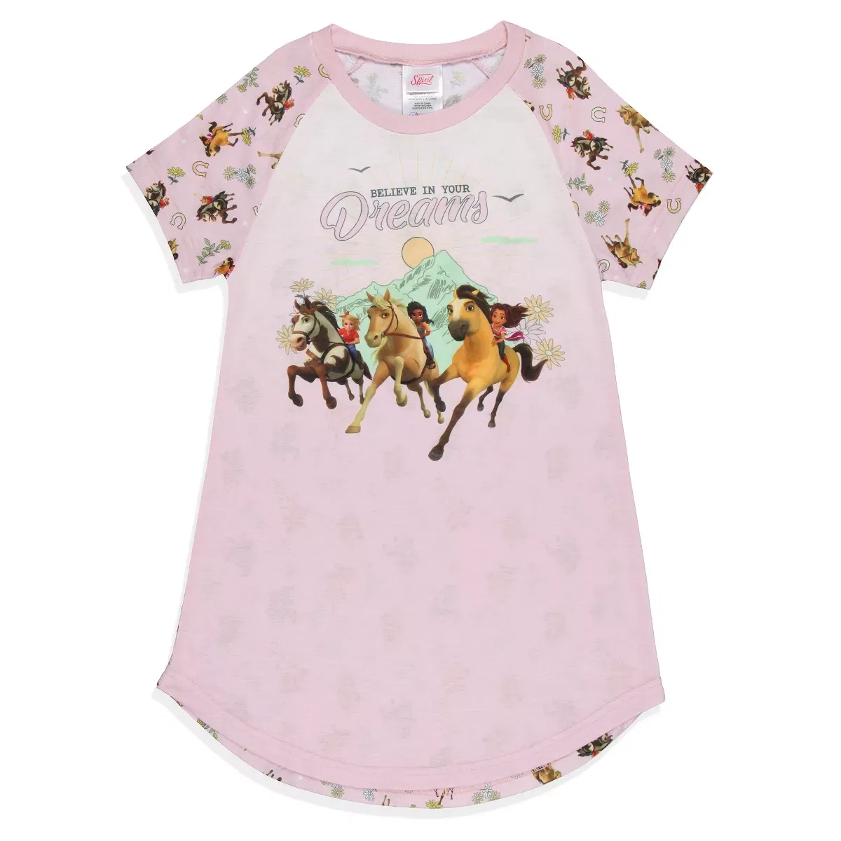 Детская ночная рубашка с принтом Believe In Your Dreams Spirit Untamed, Цвет Pink