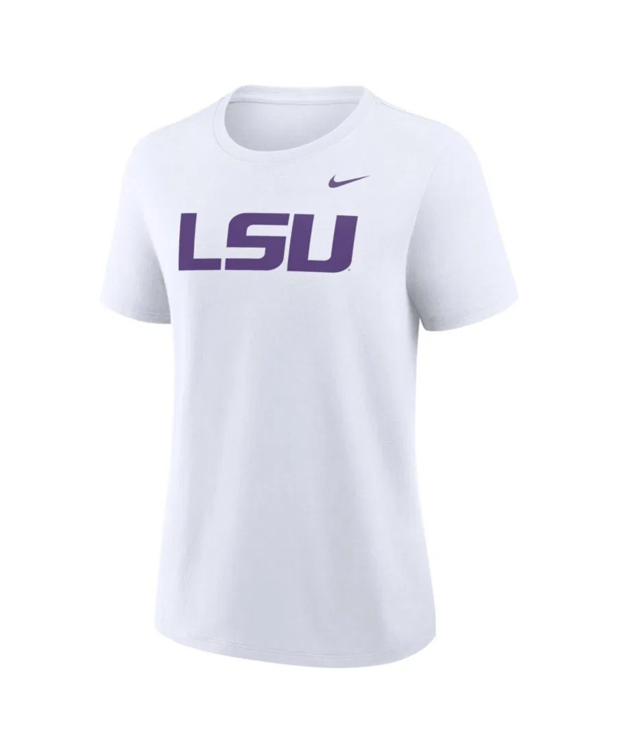 Женская белая футболка с основным логотипом LSU Tigers Nike, White — фото 2