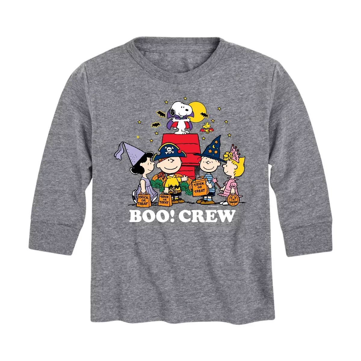 Детский лонгслив с принтом Boo Crew Peanuts, Athletic Heather