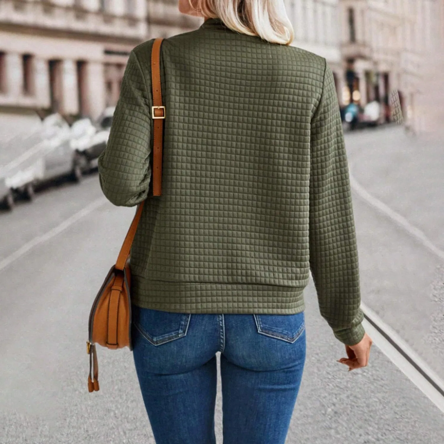 Женская куртка с молнией и карманами Lightweight Zipper Cardigan, Green — фото 2