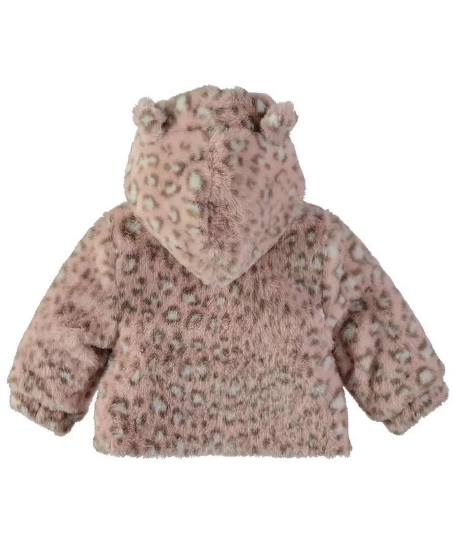 Детское пальто из искусственного меха на молнии S Rothschild & CO, Pink Leopard — фото 4