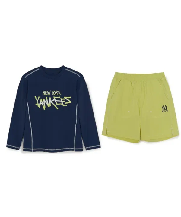 Футболка-рашгард и шорты для плавания, набор, Mlb Kids, Navy — фото 2