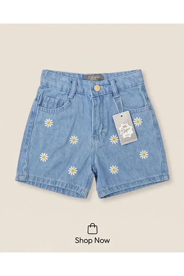 Детские шорты для девочек с принтом Basics Eleysa, Blue — фото 2