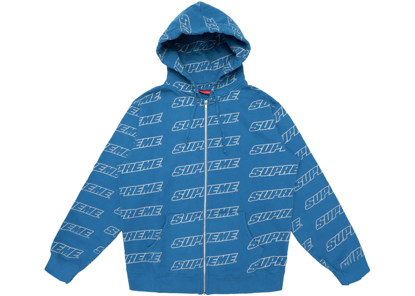 Мужская худи с принтом Supreme Repeat Zip Up Hooded Supreme, Dark Aqua