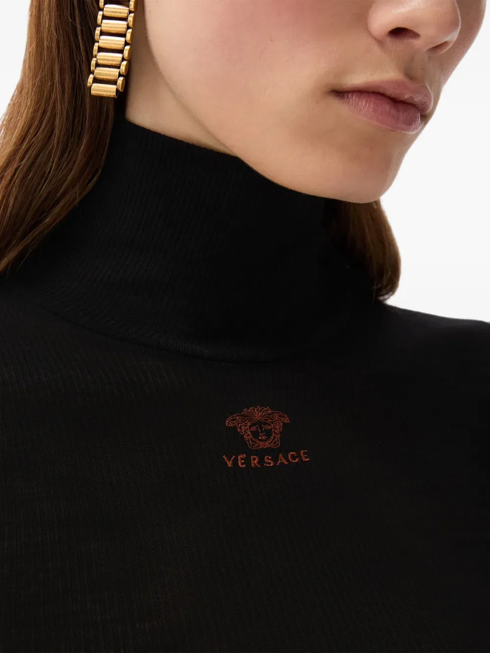 Свитер вязаный Versace, черный — фото 4