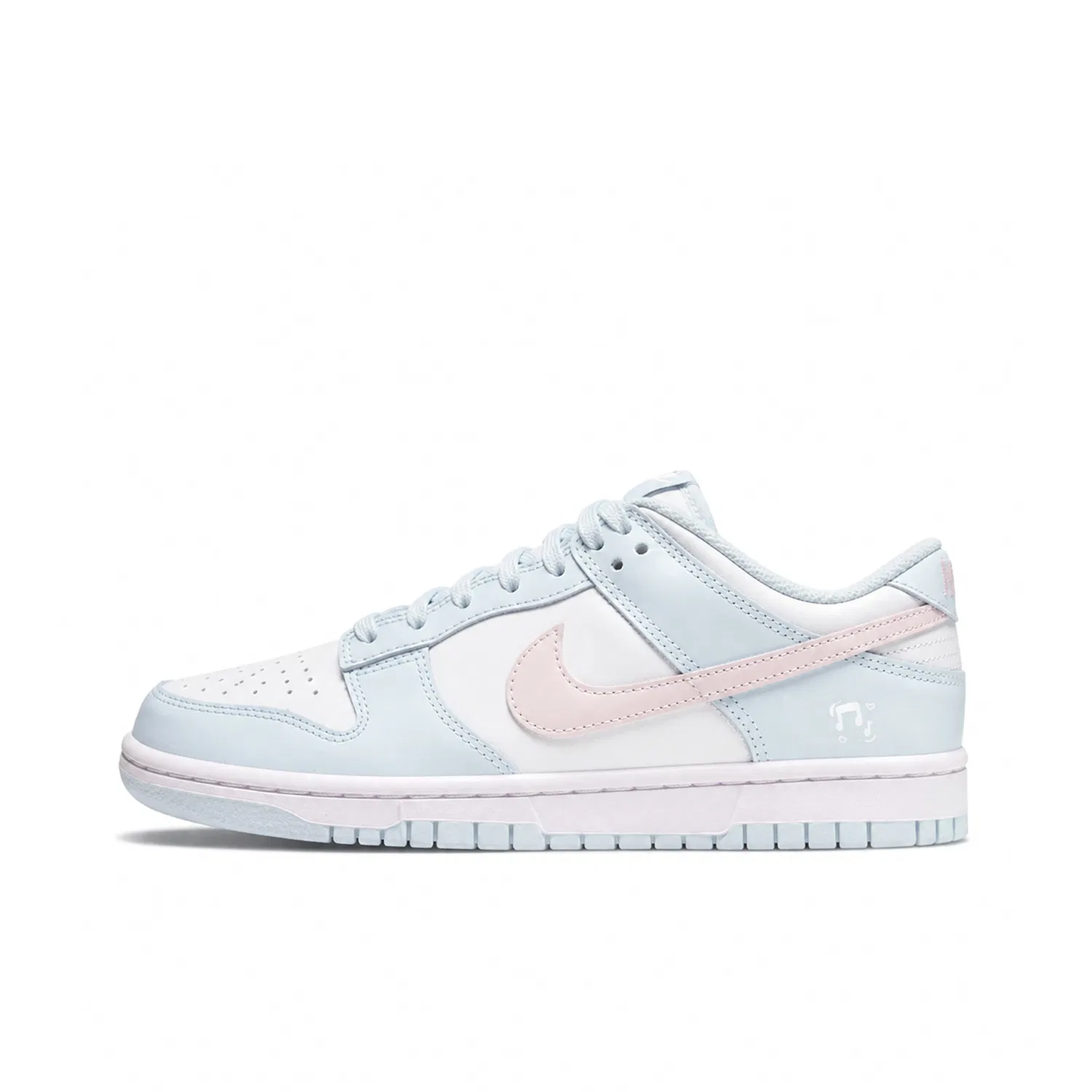 Детские кроссовки для скейтбординга с низким верхом Nike Dunk, White Blue Pink-Box — фото 3