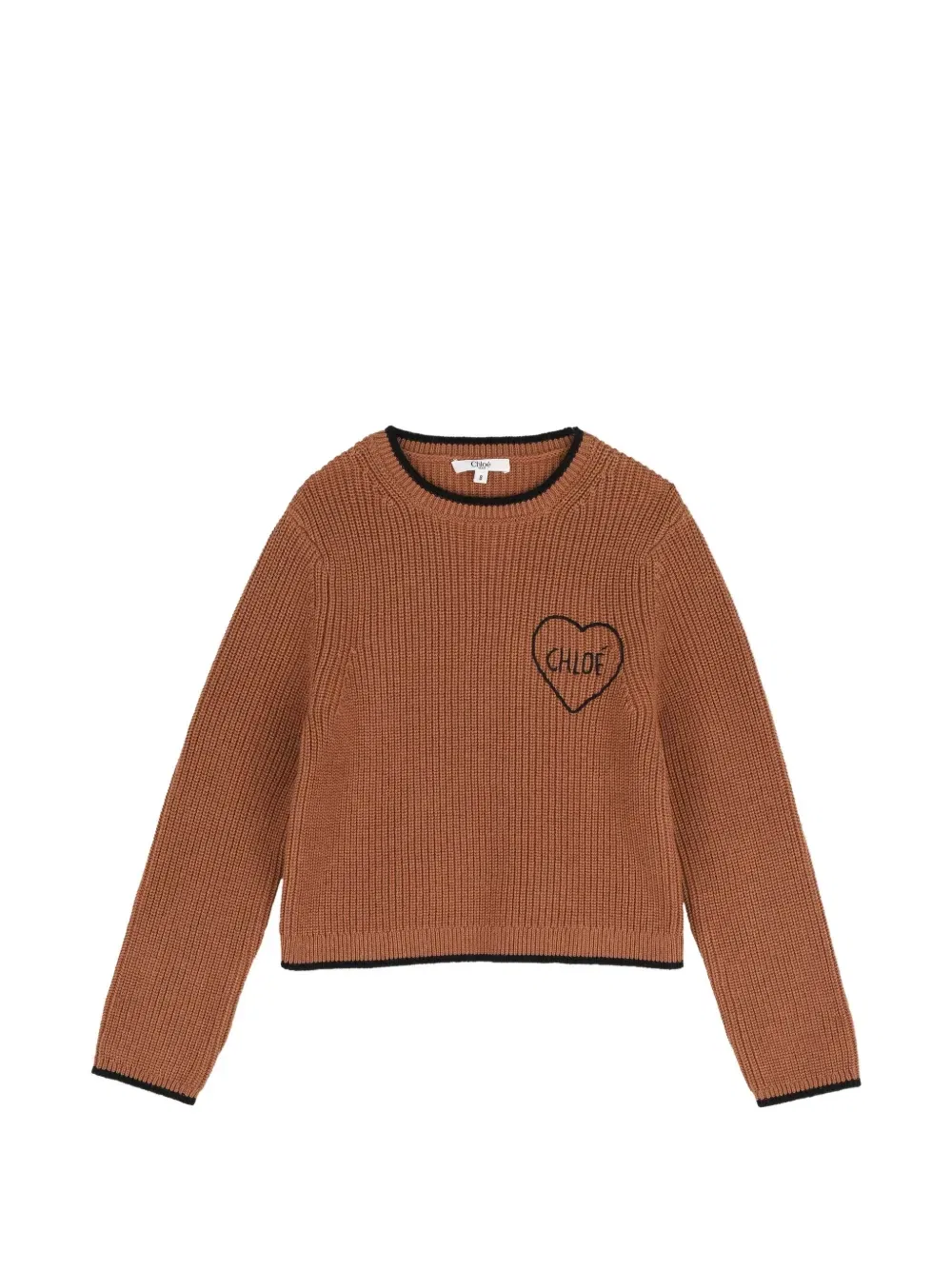 Свитер в рубчик с вышивкой Chloe Kids, коричневый