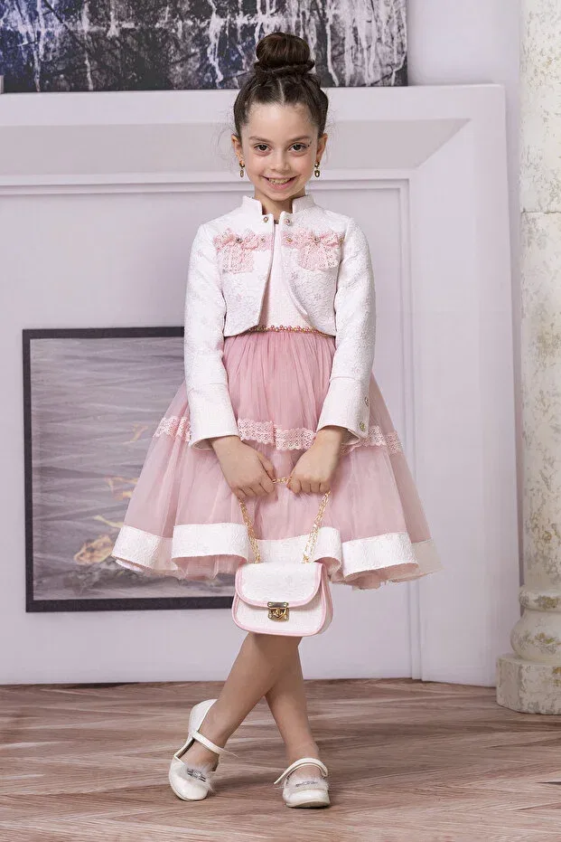Детское платье для девочек с длинным рукавом Süslü Pink Kids, Pink