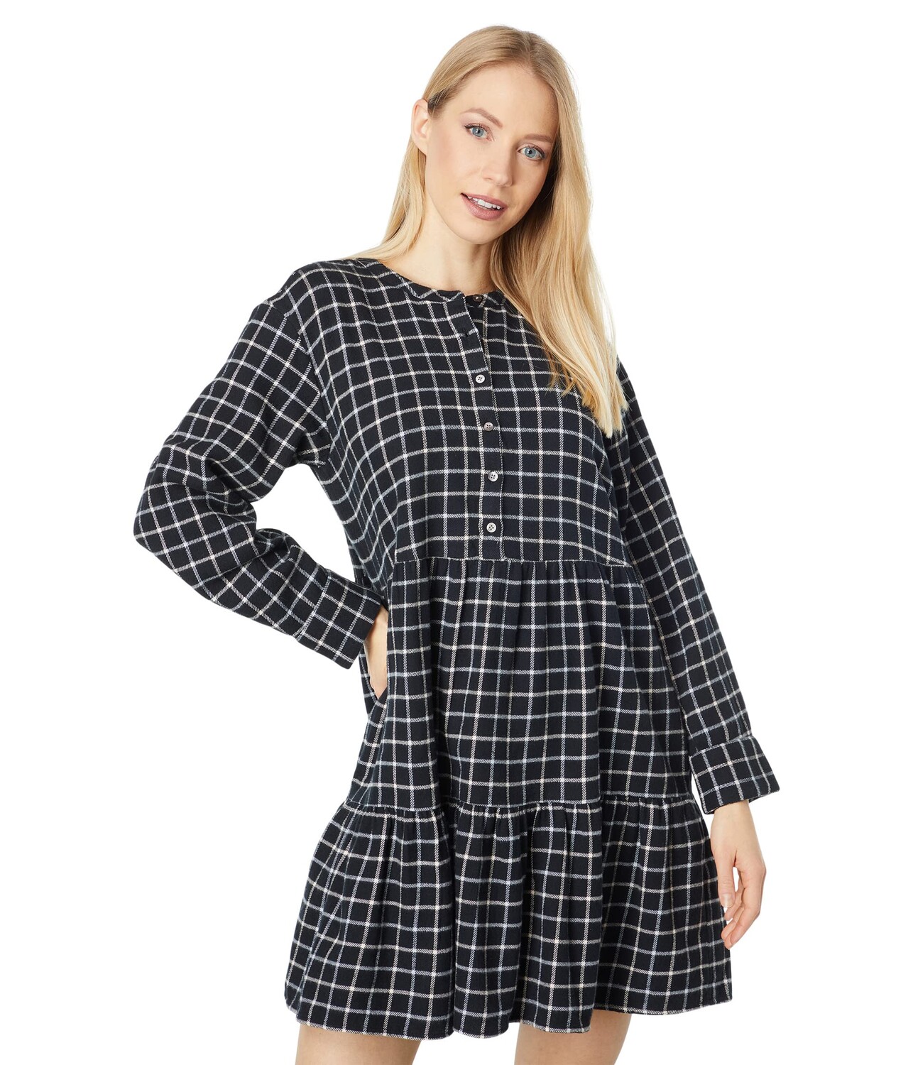 

Платье Madewell, Long Sleeve Button Placket Tiered Mini Dress