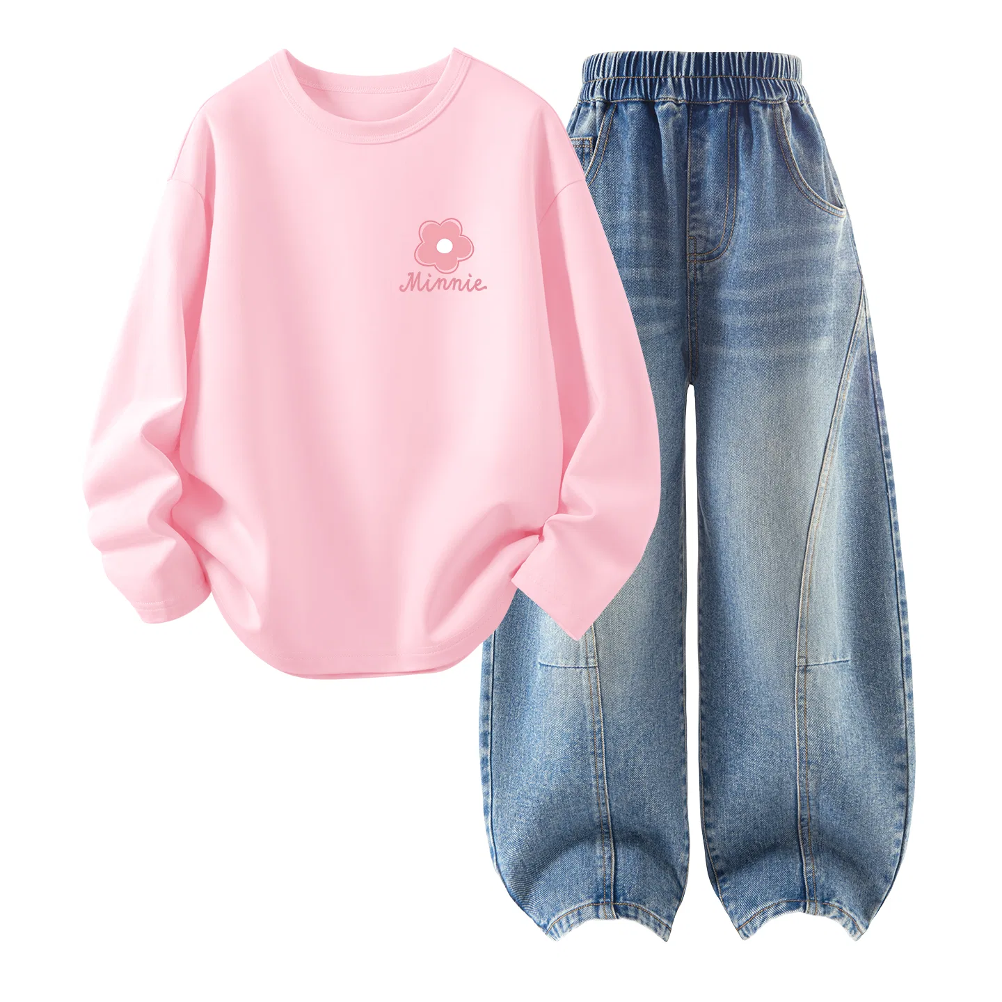 Детский комплект спортивной одежды с принтом DiF Small Flower K Light Pink+Solid Color Denim Light Blue Disney