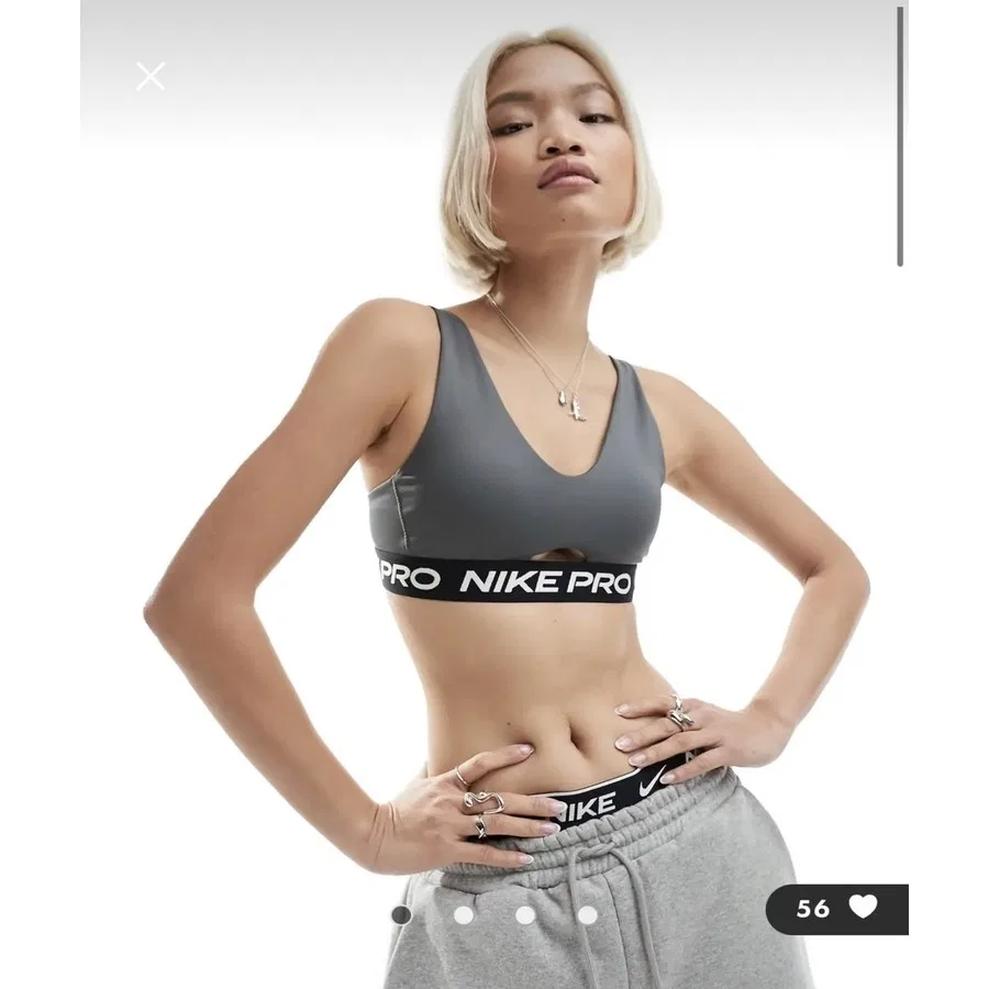 Спортивный бюстгальтер с глубоким вырезом Pro Indy Plunge Bra Nike, Серый