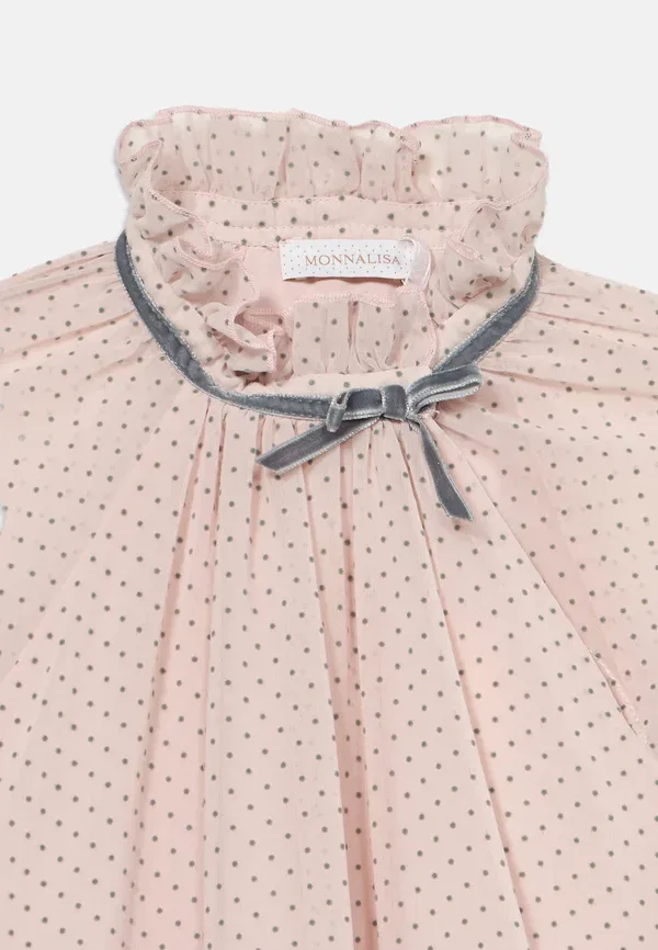 Платье коктейльное с горошком Georgette Monnalisa, rosa antico/grigio, розовый/серый — фото 4
