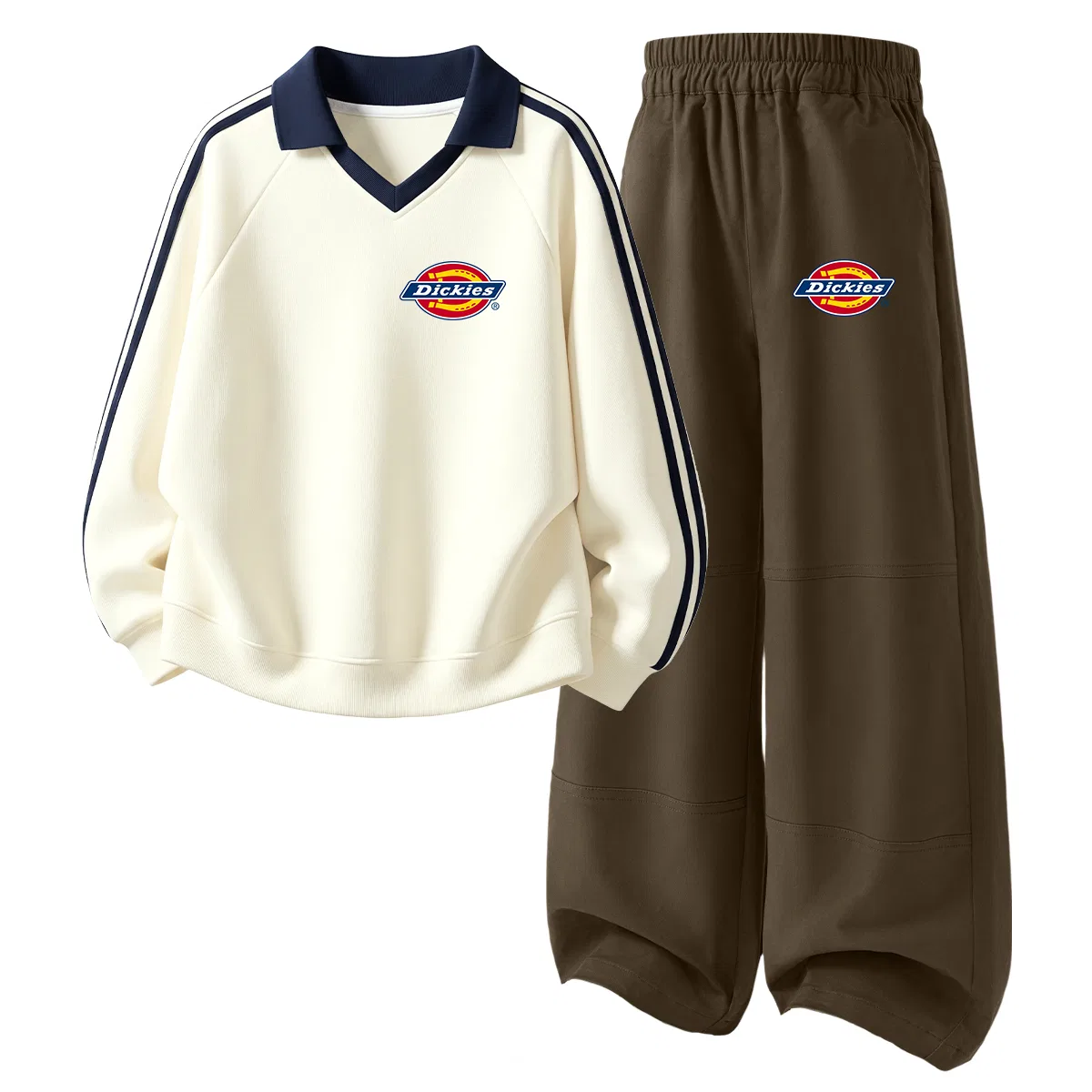 Детский комплект из поло и брюк Dickies, Ivory White/Dark Chestnut Brown