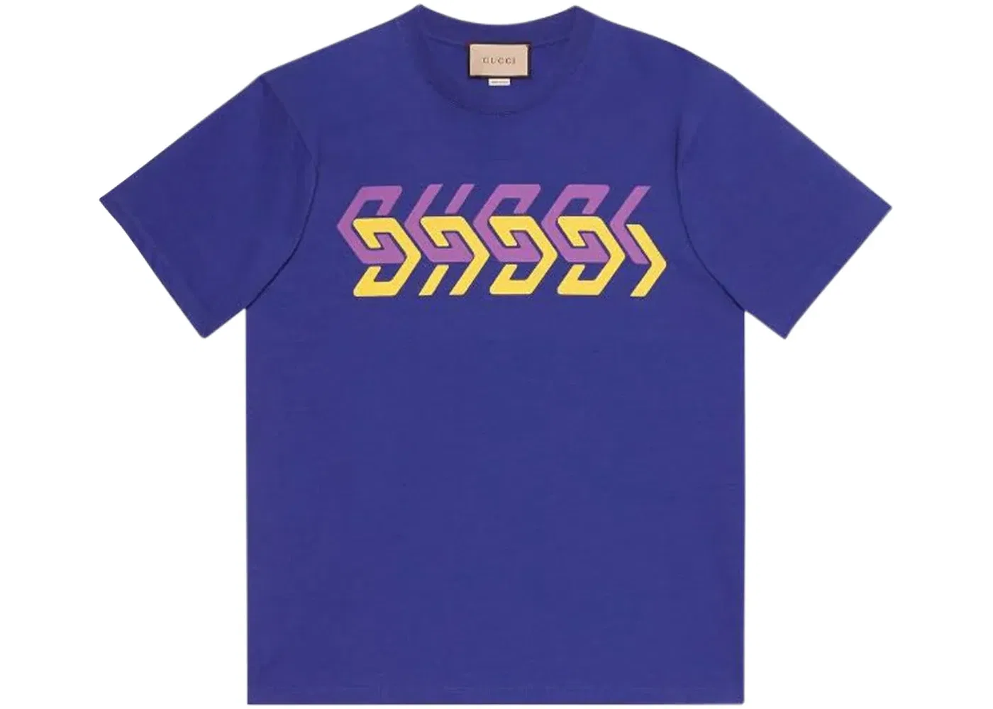 Мужская футболка с принтом Mirror Logo-Print T-shirt Gucci, Blue/Purple/Yellow