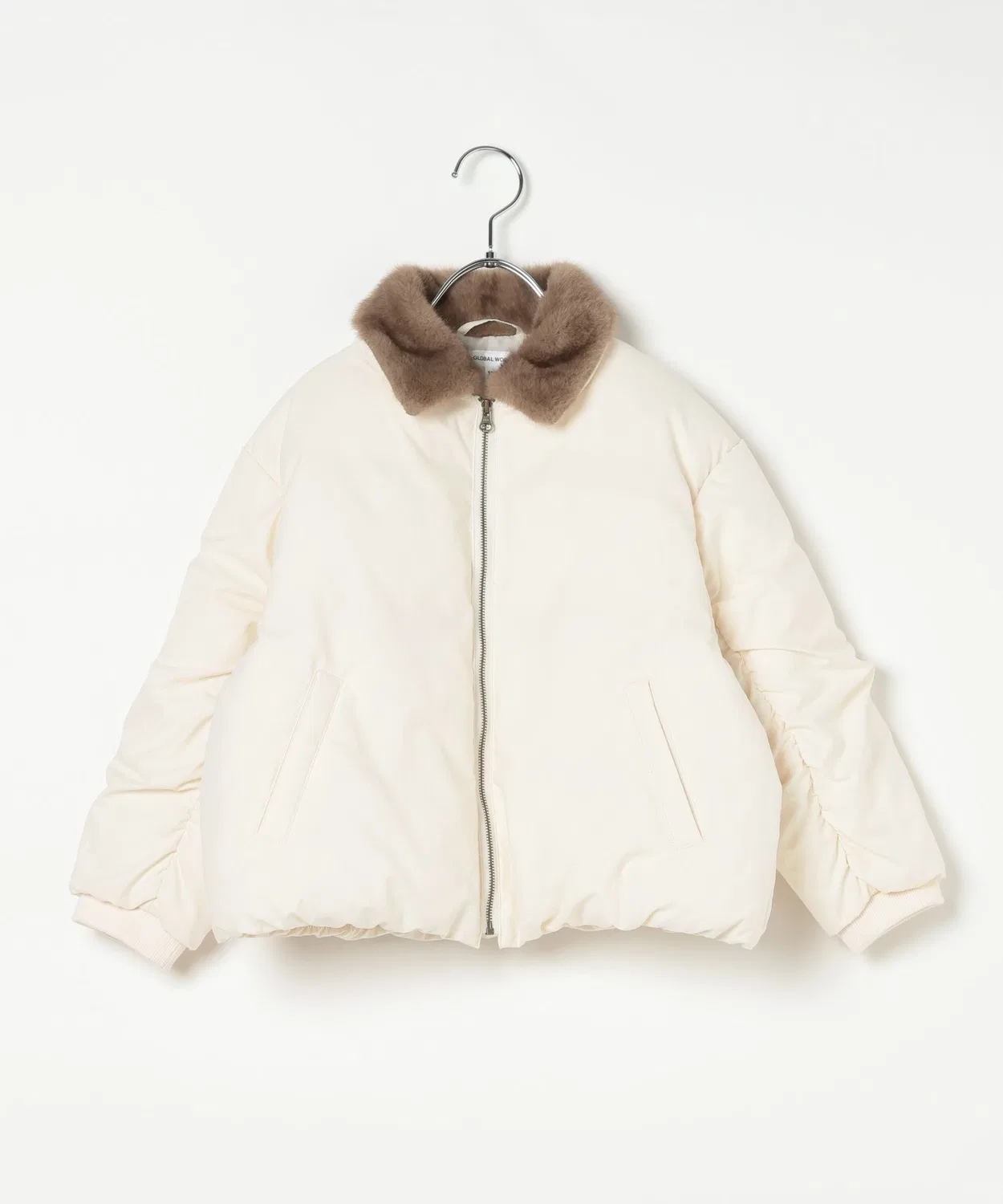 Детская куртка-бомбер с меховым воротником Light Warm GLOBAL WORK, Ivory