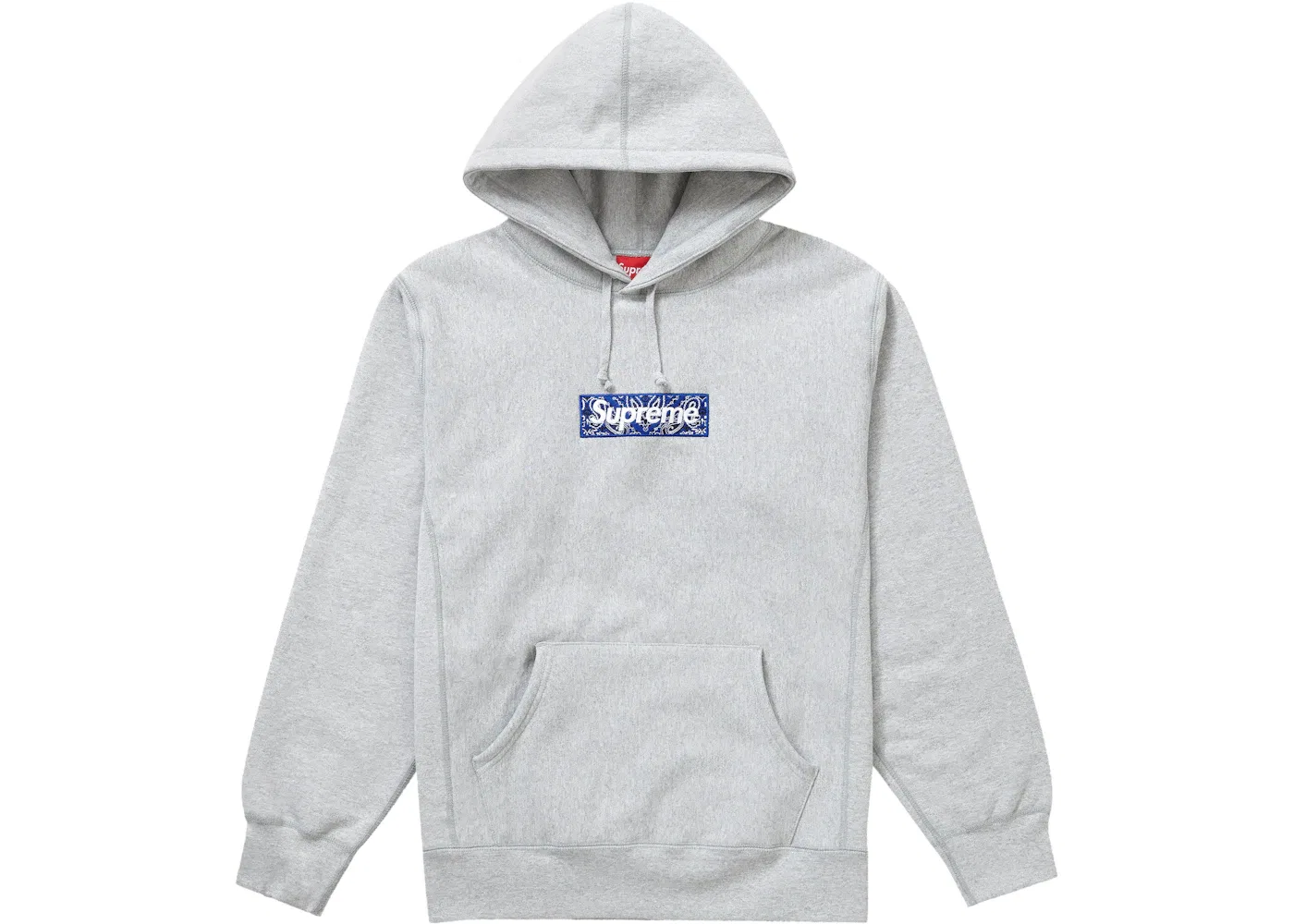 Мужской худи с принтом Supreme Bandana Box Logo Hooded Sweatshirt, Heather Grey