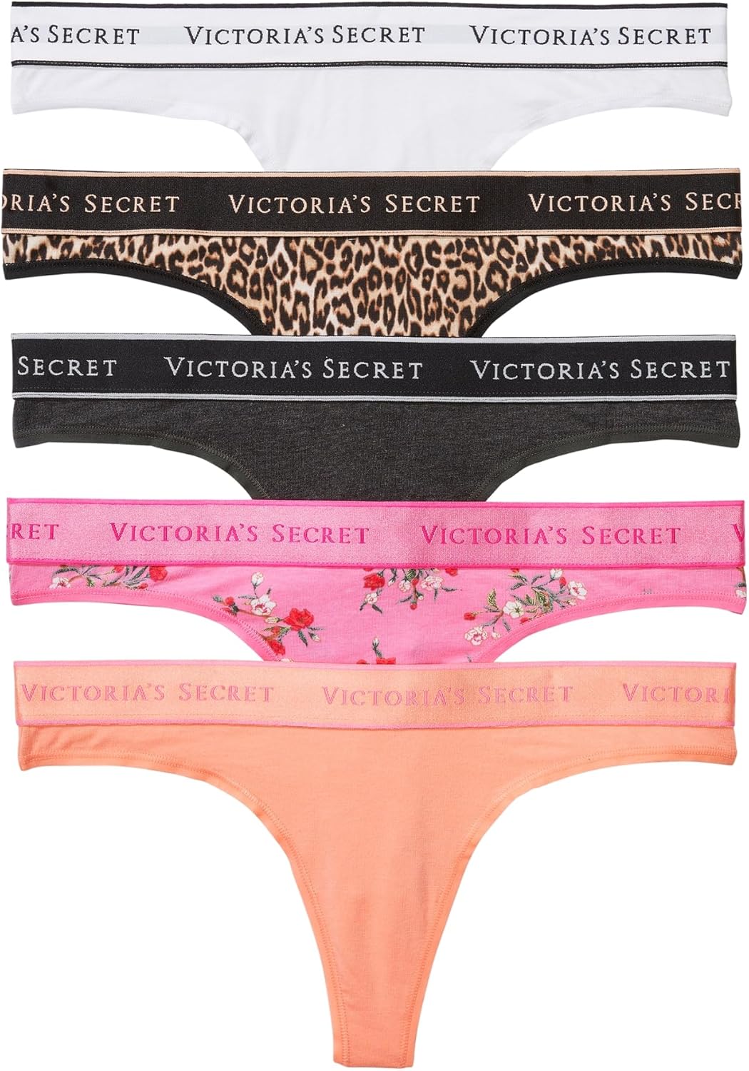 

Женские хлопковые трусики-стринги Victoria's Secret с логотипом, трусики для женщин, набор из нескольких пар (XS-XXL), Logo Multi