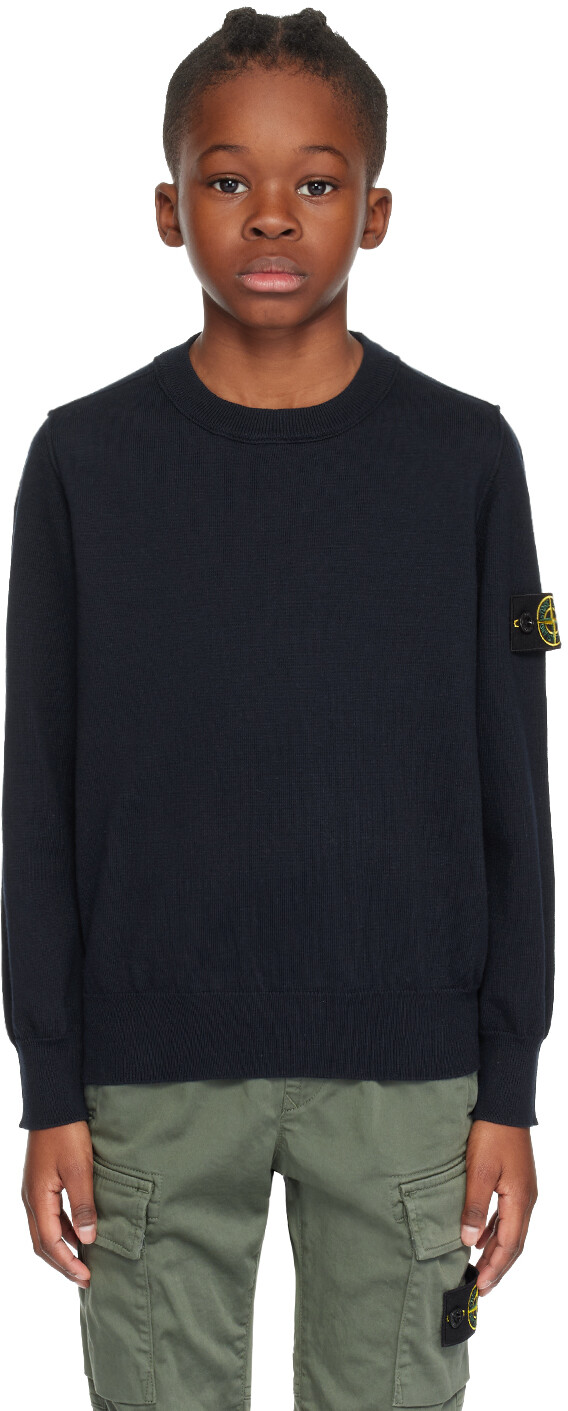 

Детский темно-синий свитер с нашивками Stone Island Junior, цвет Navy blue