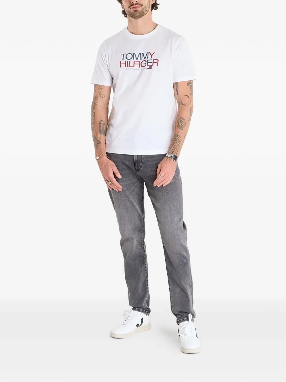 Джинсы с эффектом потертости Tommy Hilfiger, серый — фото 2