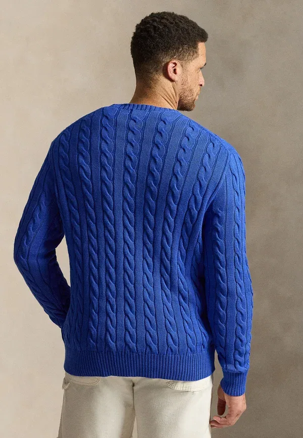 Свитер из хлопка с косами Polo Ralph Lauren Big & Tall, новый ирисово-голубой — фото 3