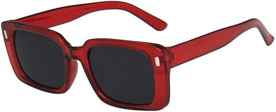 

Винтажные желтые прямоугольные солнцезащитные очки для женщин, модные солнцезащитные очки с заклепками, классические квадратные очки с защитой от УФ-излучения UV400 LVTFCO, Red Gray