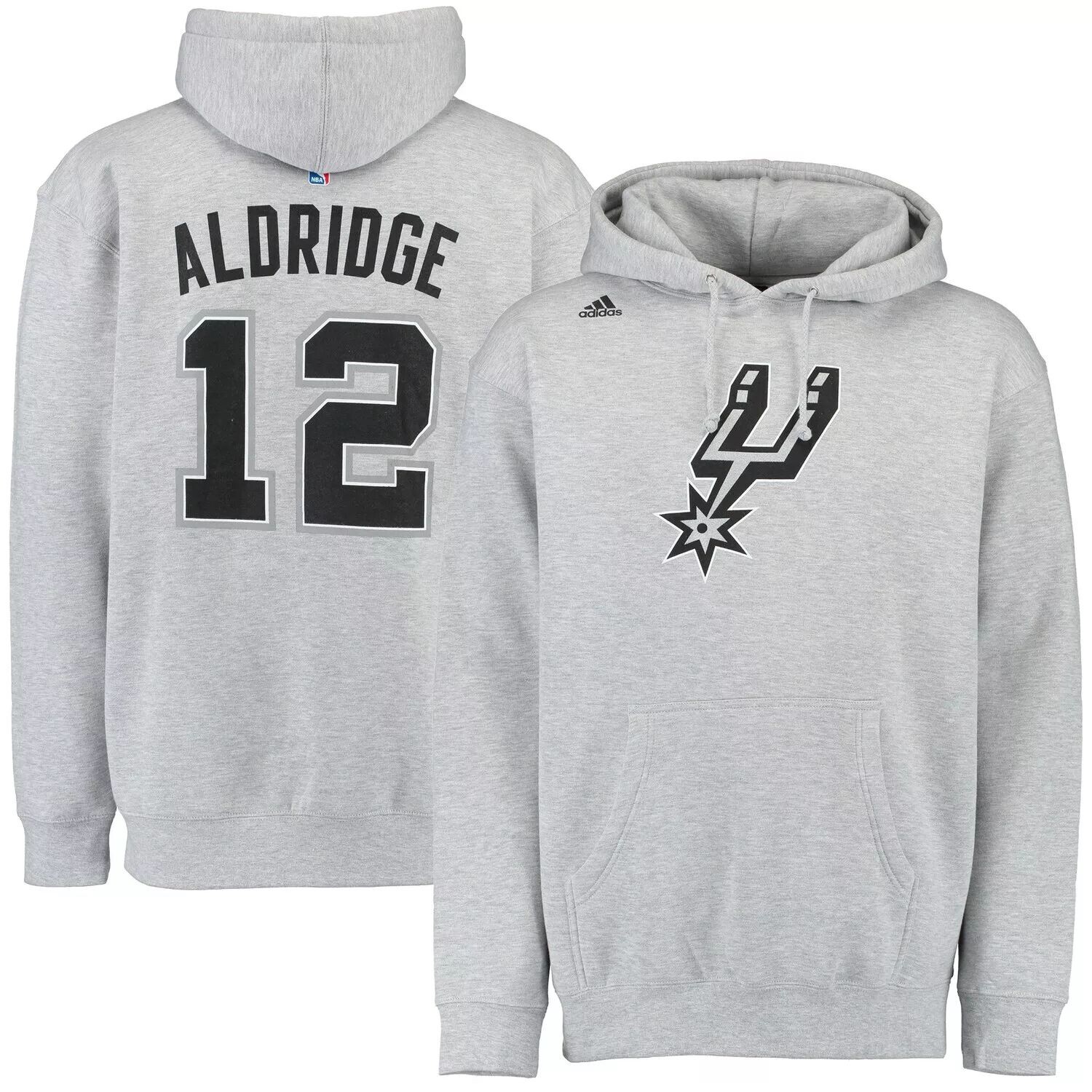 

Мужской пуловер с капюшоном LaMarcus Aldridge Grey San Antonio Spurs Name & Number adidas