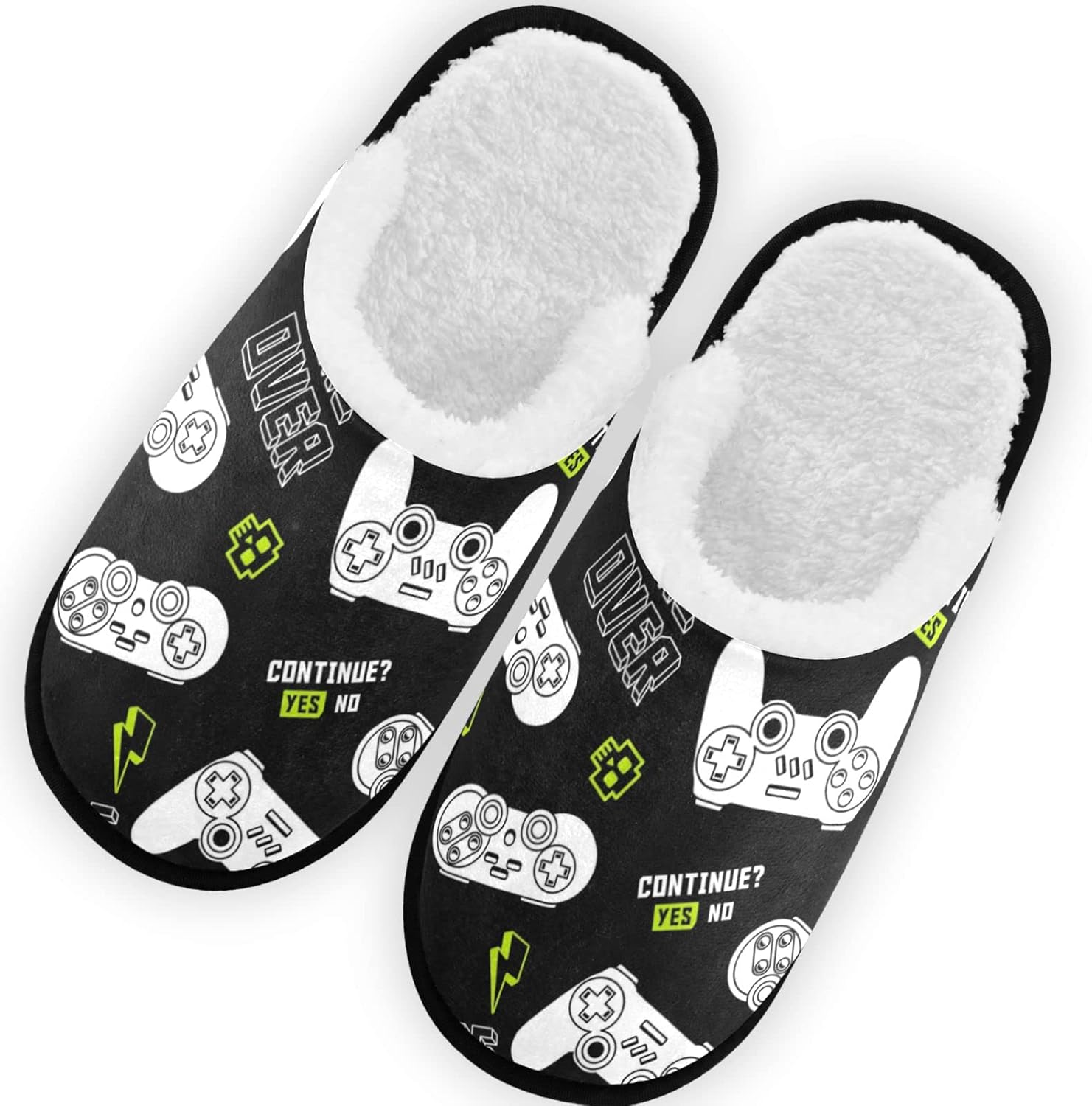 

Тапочки для женщин и мужчин, домашние тапочки с мемори-пенной стелькой, нескользящие для улицы и дома, зимние тапочки для спальни Glaphy, Video Game