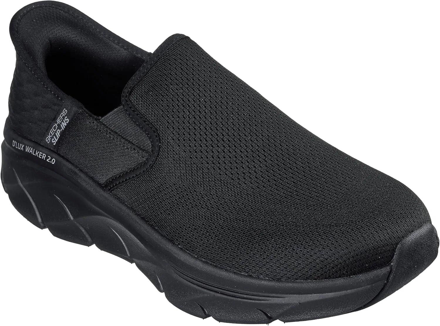 Мужские слипоны Skechers D'lux Walker 2.0 Rezinate с очень широкой колодкой, не требующие использования рук, Black