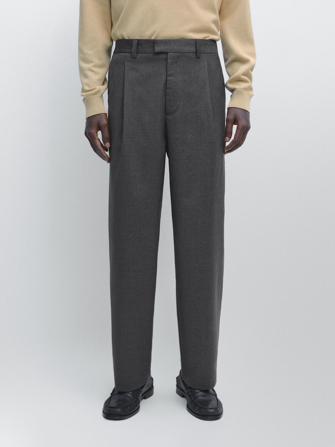 Брюки из смесовой шерсти с вытачками Massimo Dutti, grey — фото 3