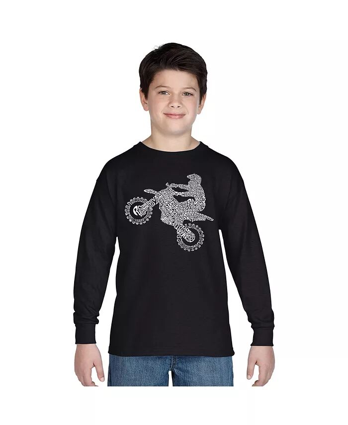 

Футболка с длинным рукавом Big Boy's Word Art - Фристайл Мотокросс - FMX LA Pop Art, черный