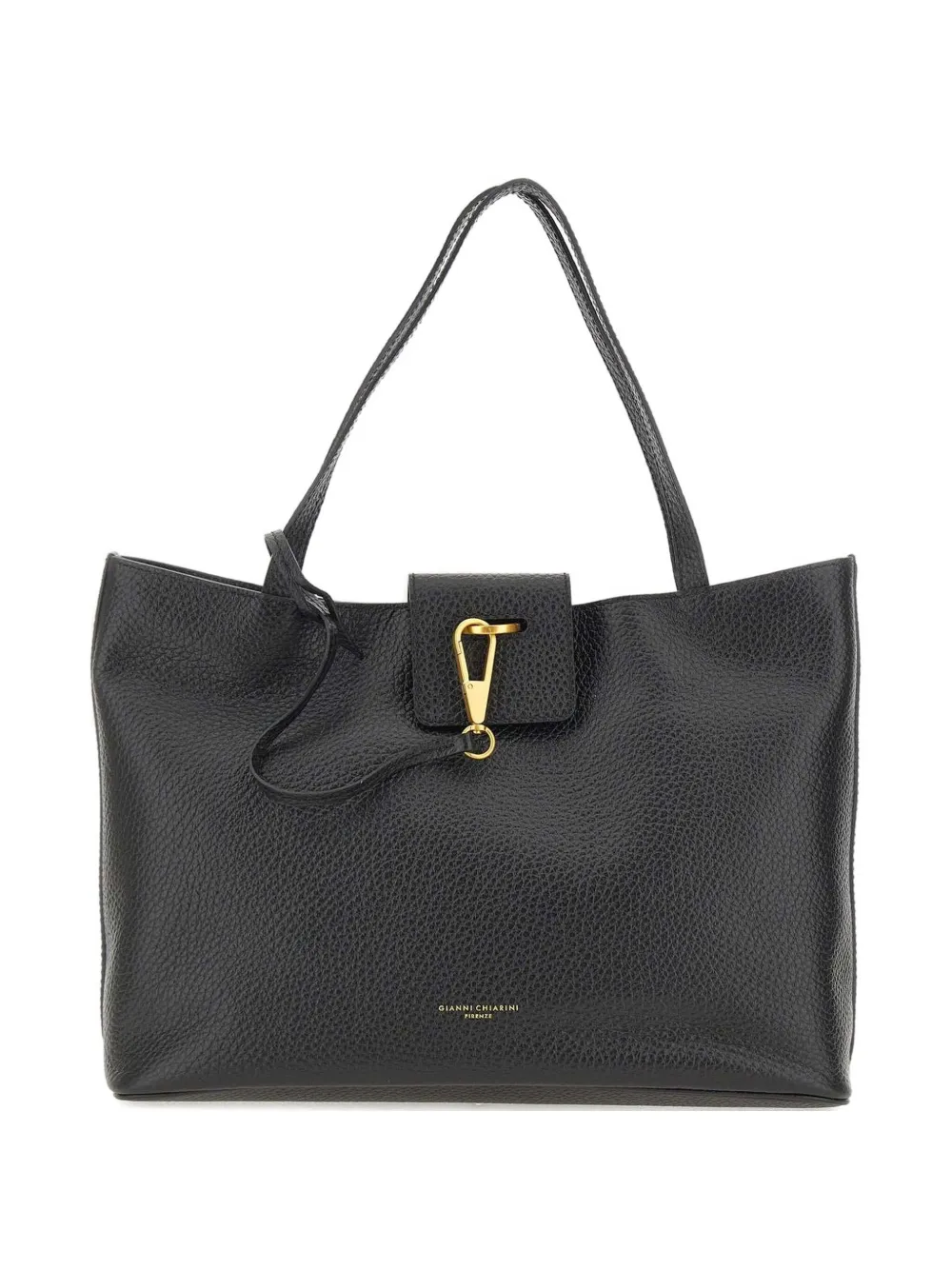 

Кожаная сумка-тоут с тисненым логотипом Gianni Chiarini, черный