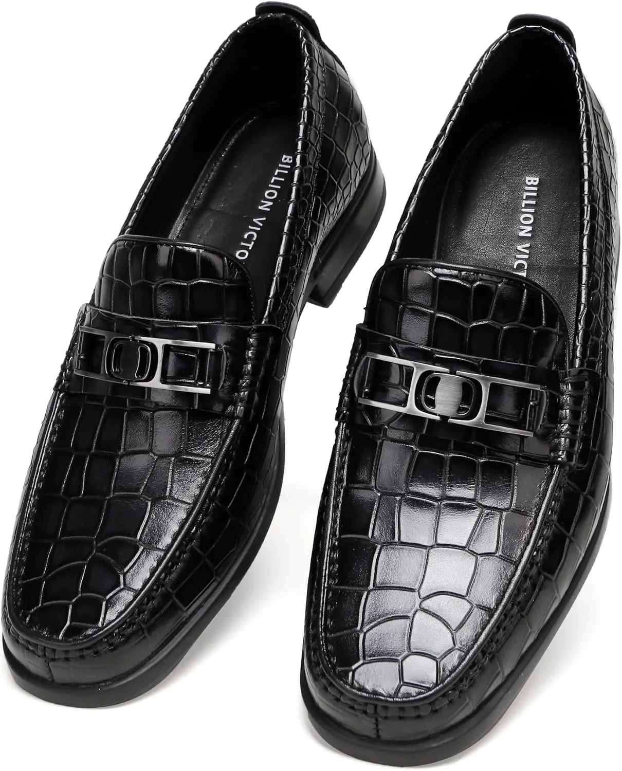 

Мужские мокасины слипоны, кожаные туфли с узором под крокодила, формальная обувь для мужчин BILLION VICTOR, черный