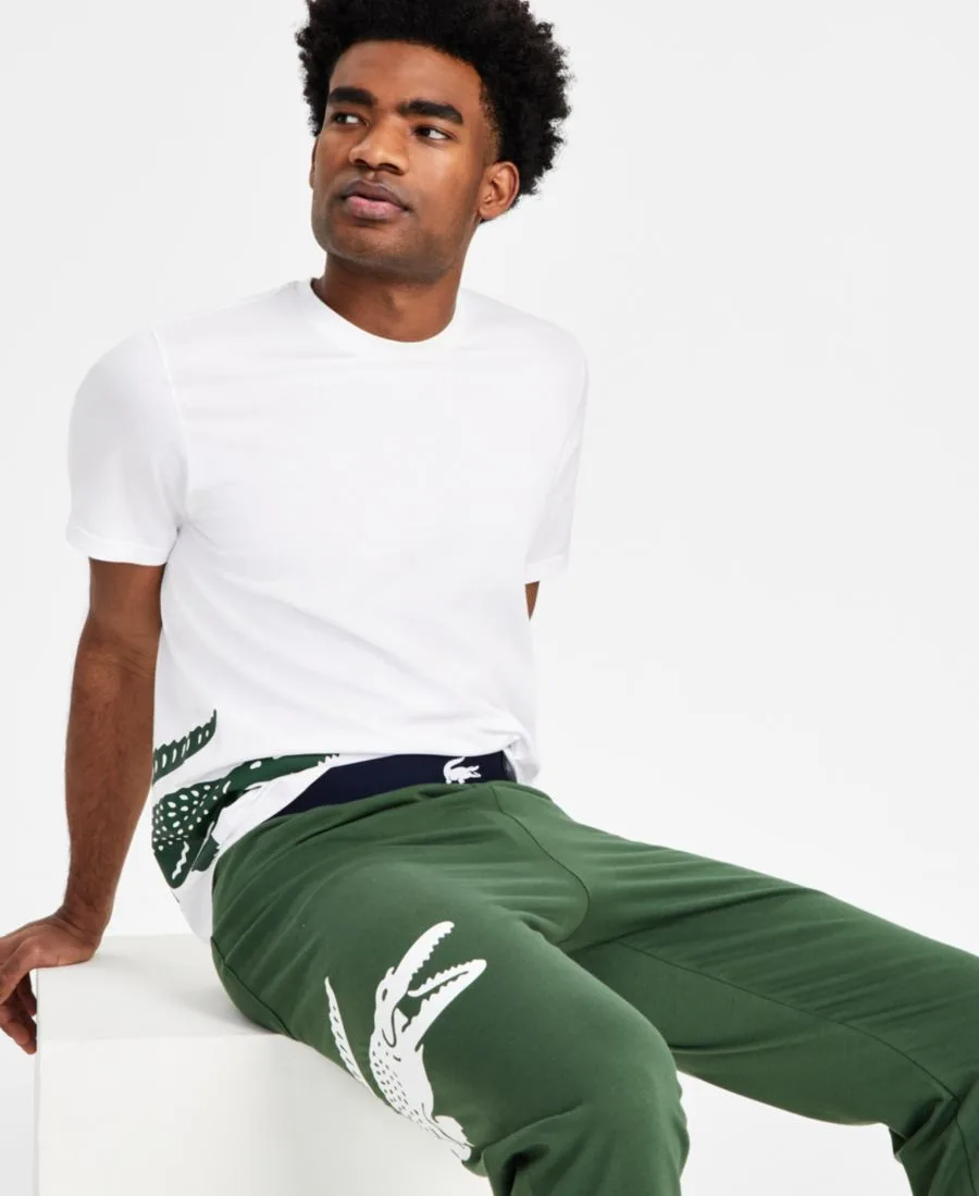 Мужская домашняя футболка с коротким рукавом и логотипом Lacoste, белый/thyme — фото 2