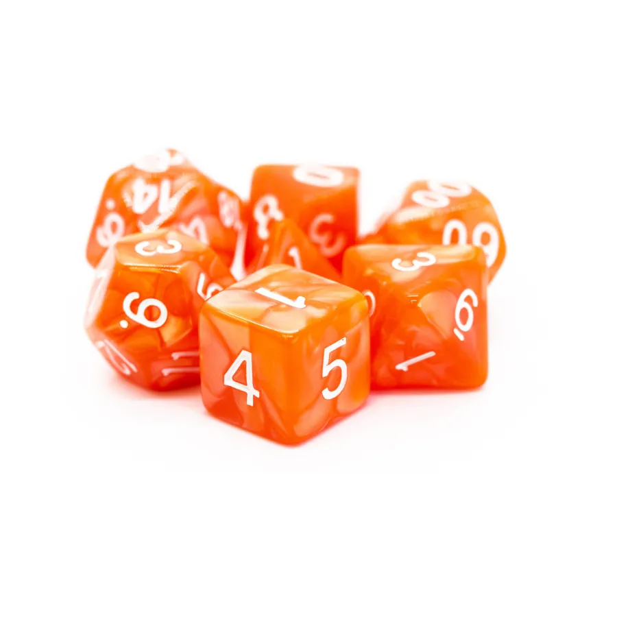 

Poly Set Светло-красный с белым (7), Acrylic-Resin Dice - Pearl Drop