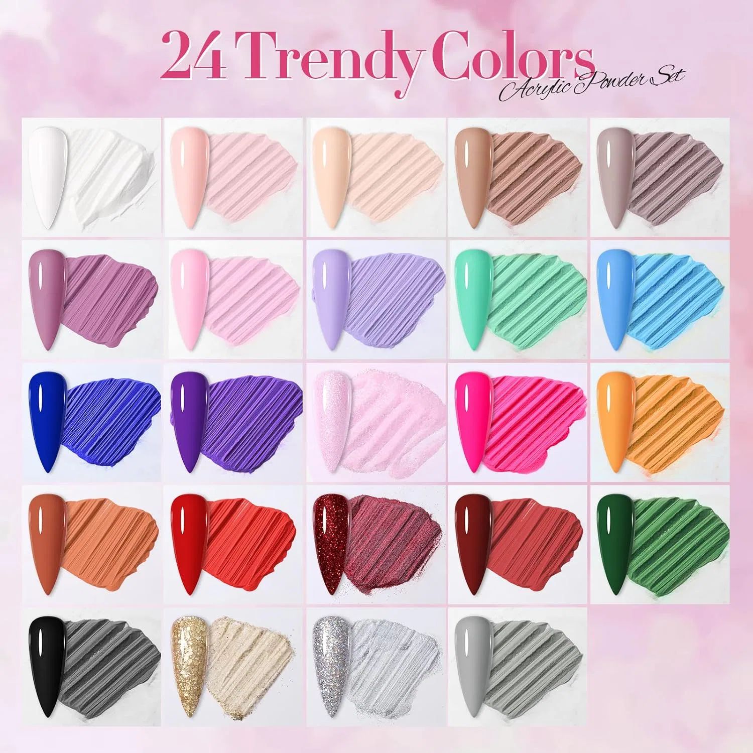 Набор акриловых пудр для ногтей 24 цвета от Born Pretty Born Pretty, 24 Colours Acrylic Powder For Nails — фото 2