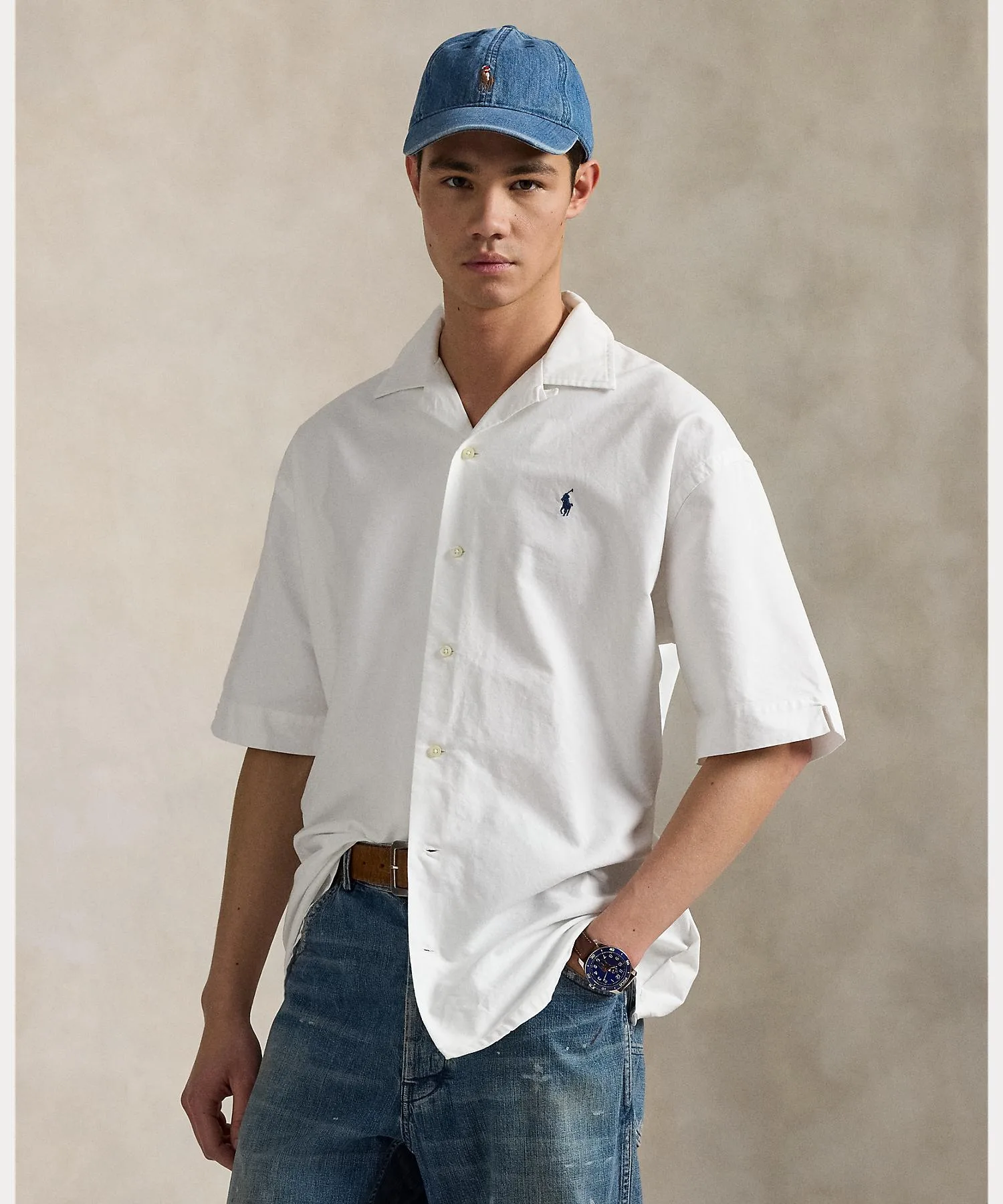 Мужская рубашка из органического хлопка Big Shirt POLO RALPH LAUREN белая