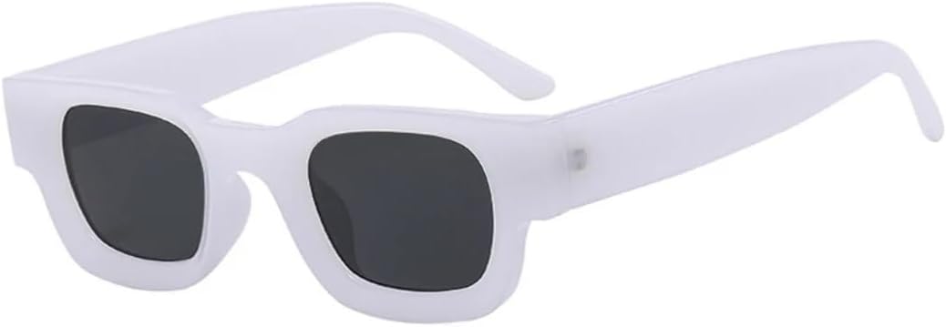 

Модные маленькие солнцезащитные очки в прямоугольной толстой оправе для путешествий, мужские и женские солнцезащитные очки с защитой от УФ-излучения UV400 VVTWSSW, Jelly White Gray