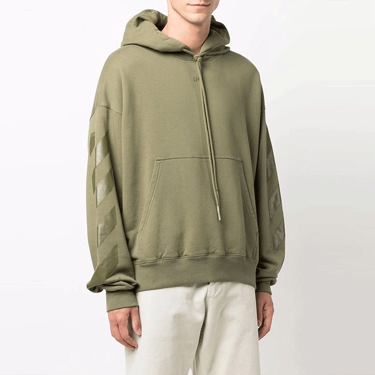 Худи Men's Off-White FW21 Pattern Printing Hooded Long Sleeves Loose Fit Green — фото 3