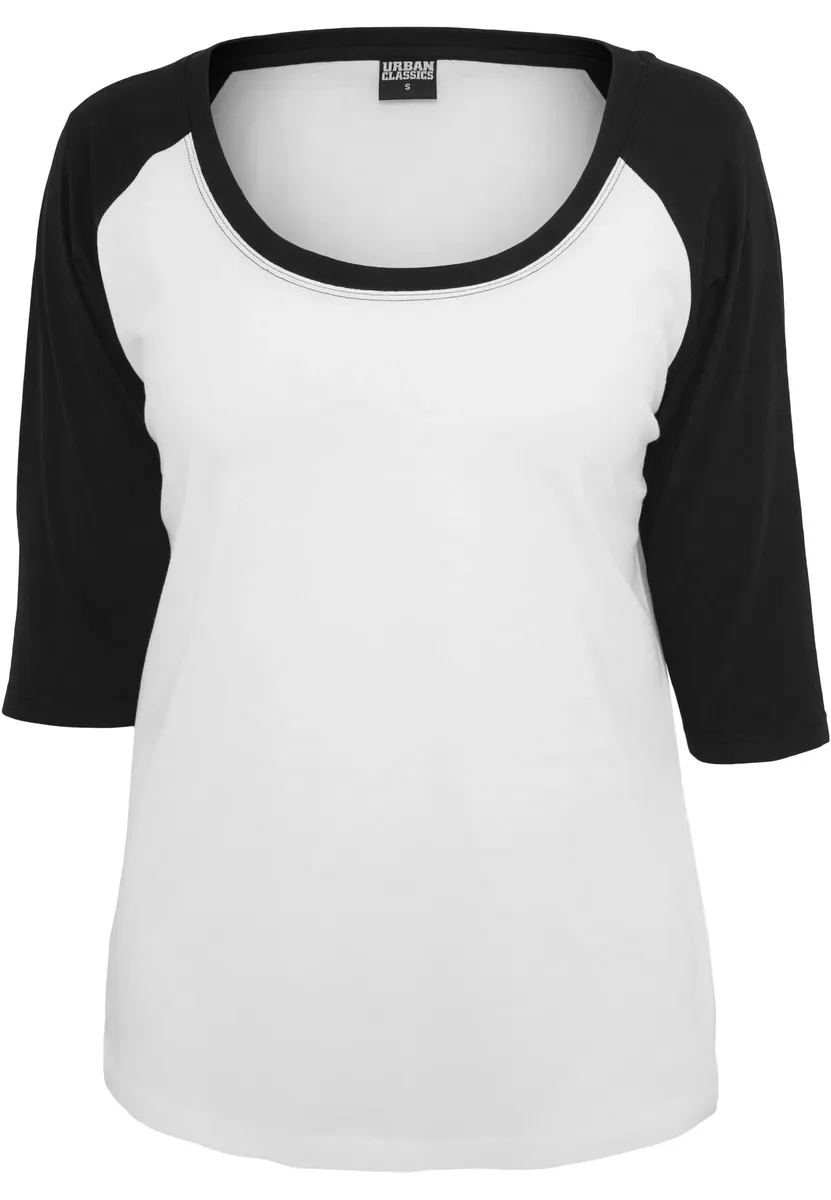 

Рубашка с короткими рукавами URBAN CLASSICS " Urban Classics Women's Ladies 3/4 Contrast Raglan Tee", белый