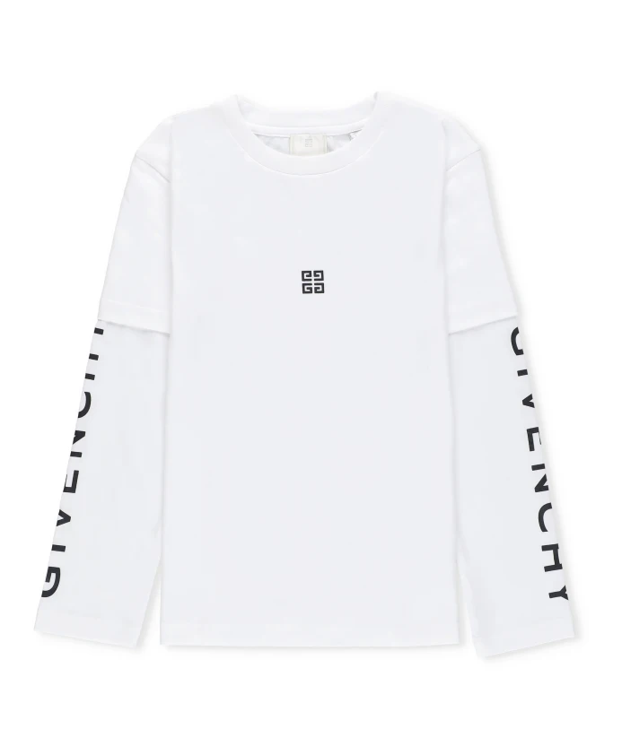 

Детская хлопковая футболка с логотипом Givenchy, белый