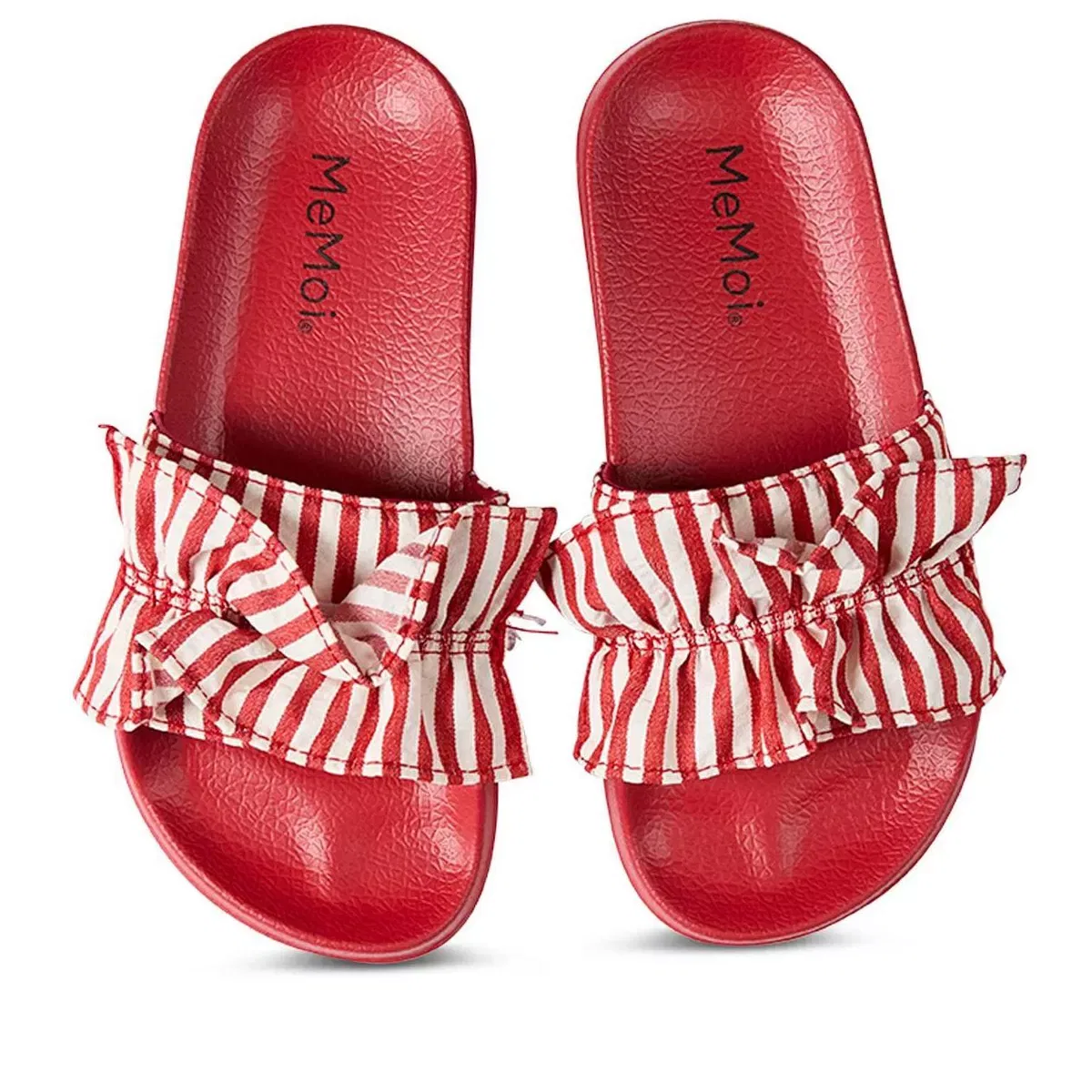 Детские сандалии-слайды с рюшами и полосками MENS FOOTWEAR/SHOECARE, Red — фото 2